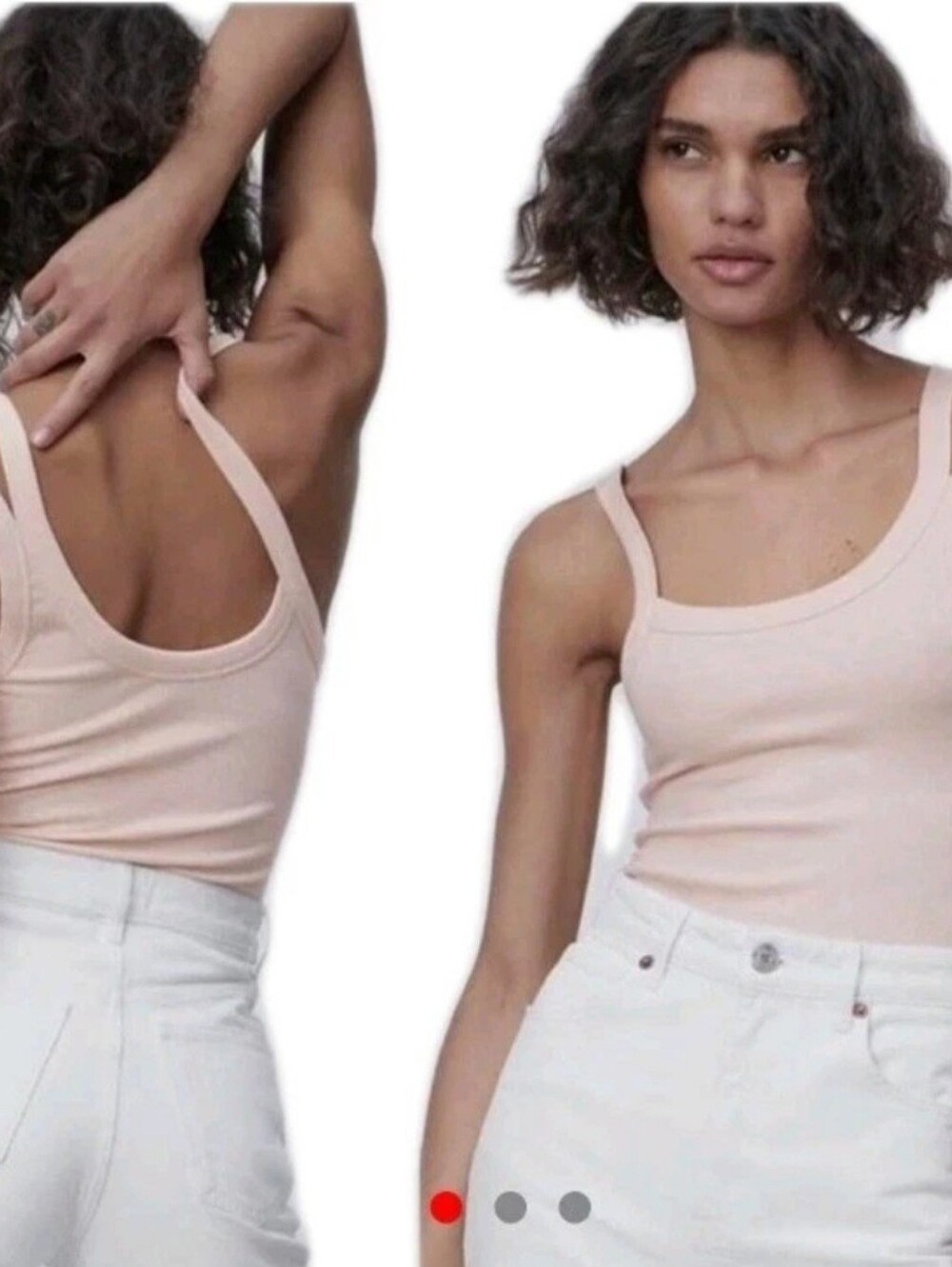 Zara Pale Pink Asymmetrical Ribbed Tank Bodysuit
